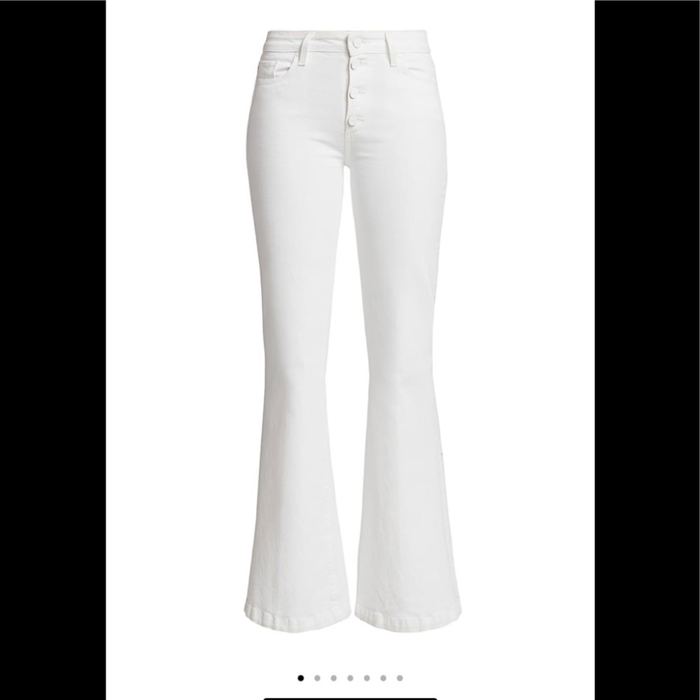Paige Genevieve white button-fly flair jeans NWT